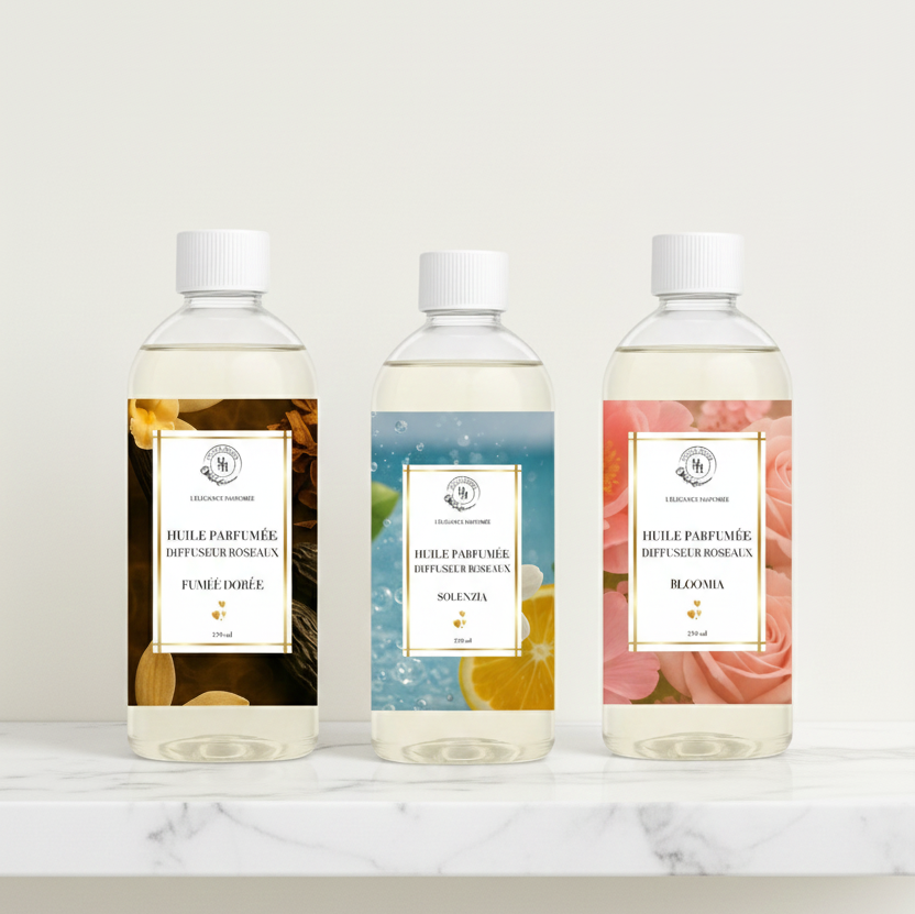 Nos huiles pour diffuseurs à roseaux