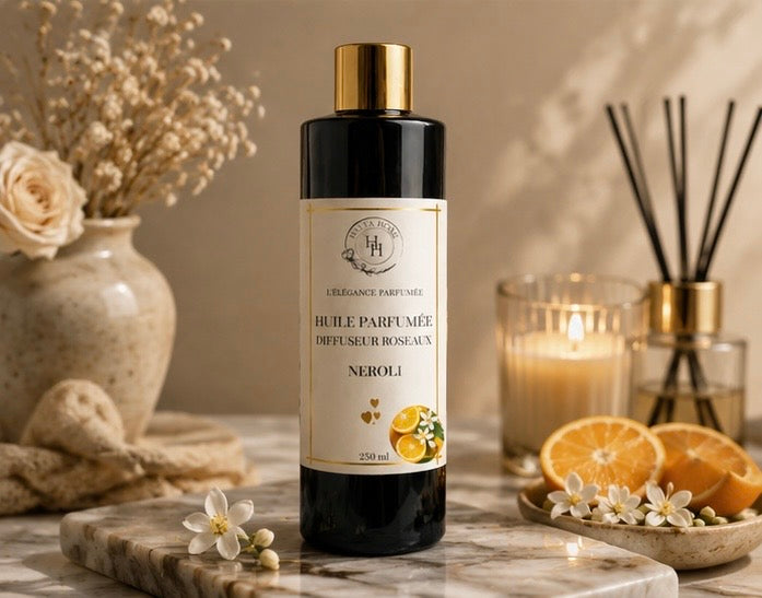 Parfum d’intérieur Néroli dans un salon moderne et élégant