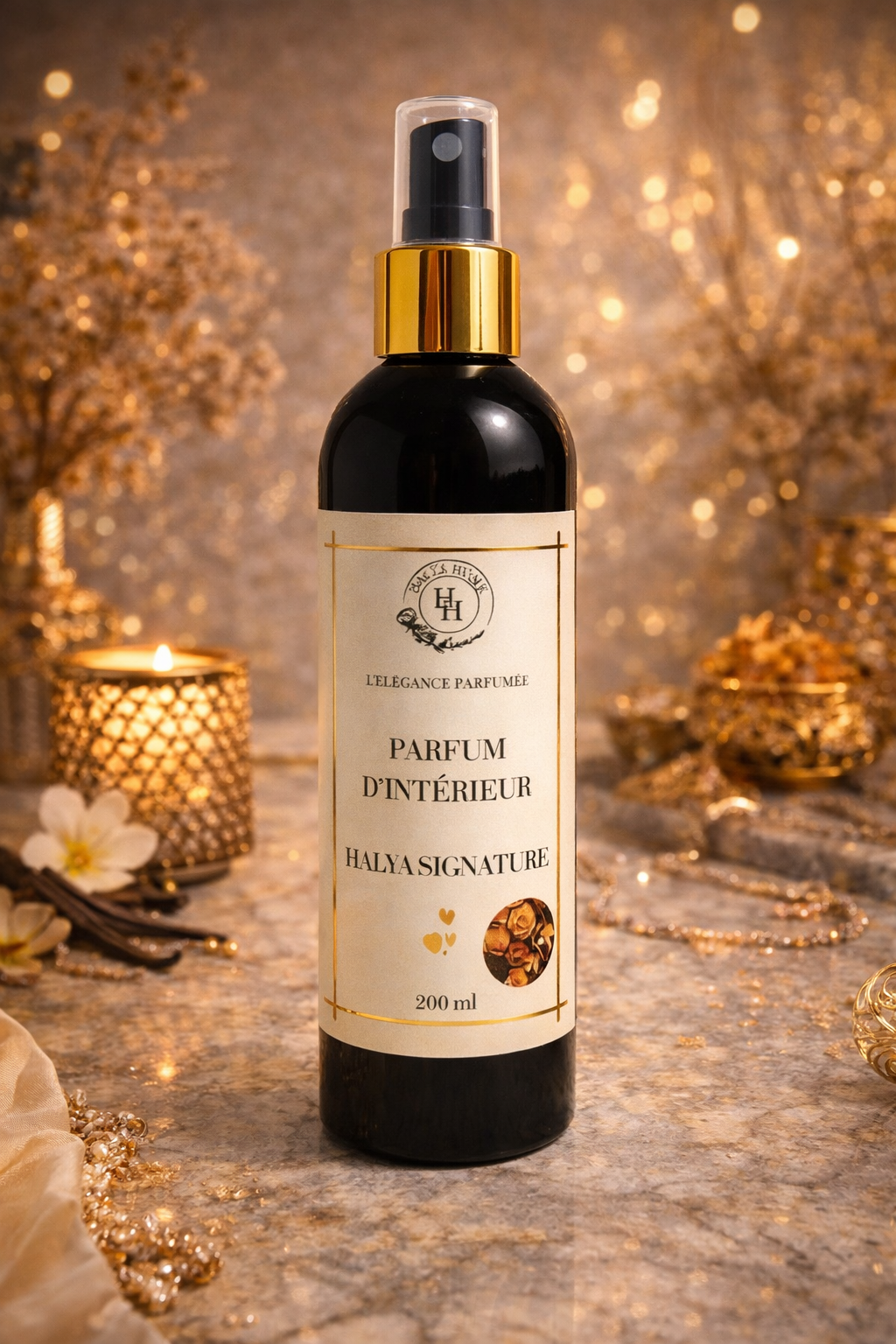 Spray d’Ambiance Sans Alcool – Parfum d’Intérieur Luxe | Halya Signature