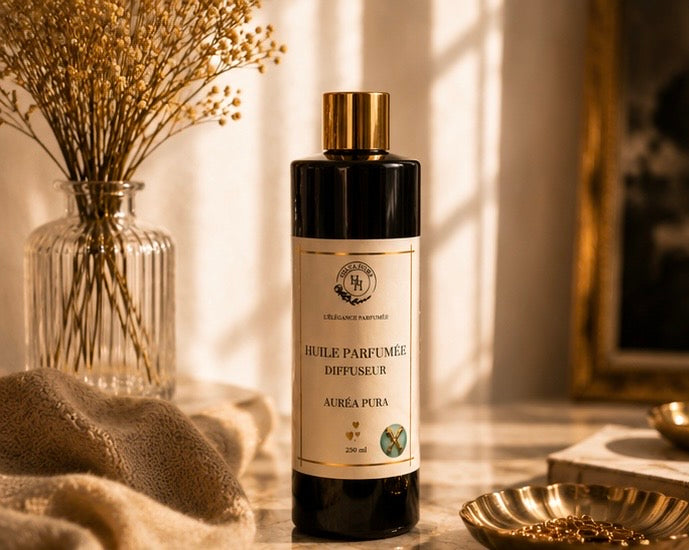Détail du flacon Aurea Pura Halya Home pour diffusion parfumée premium