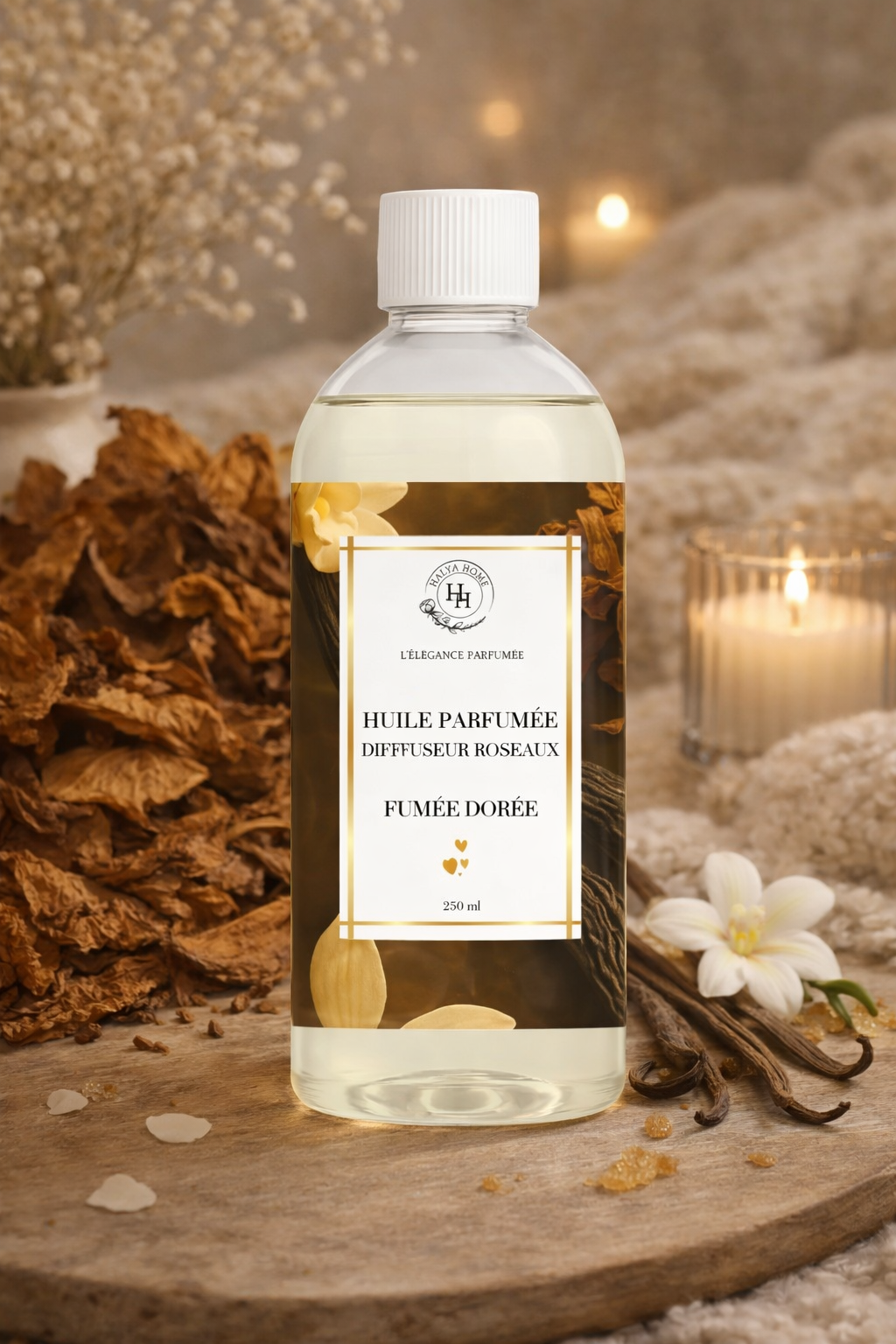 Fumée dorée – Huile parfumée diffuseurs roseaux