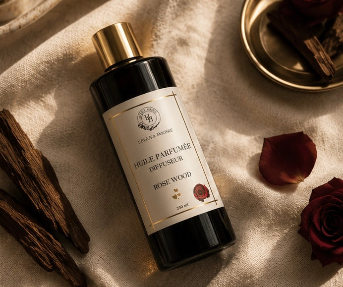 Flacon d’huile parfumée rose woodpour diffuseur électrique au design élégant
