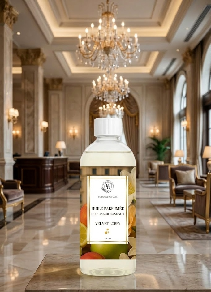 Huile diffuseur roseaux Velvet Lobby – parfum d’intérieur luxe Halya Home